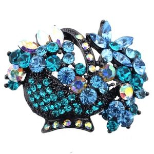 Mutlicolor Crystal Blue Flower Basket Pin Swarovsk